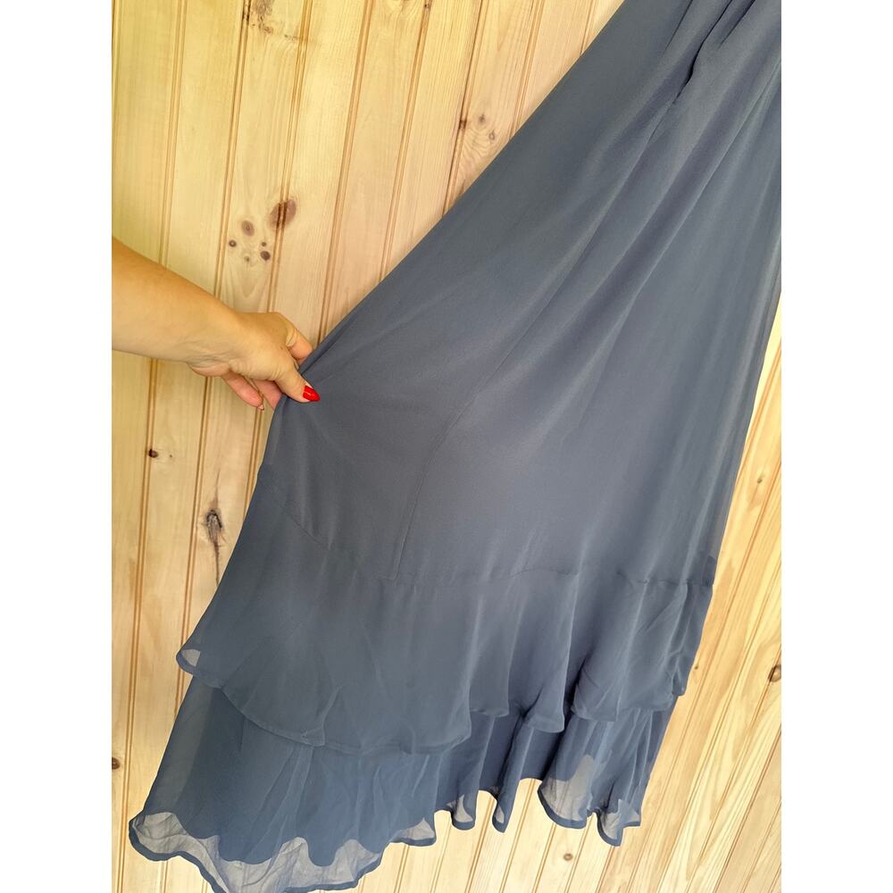 NWT Lulus In Love Forever Granite Blue Lace-Up High-Low Maxi Dress Party Sz M - Picture 8 of 12